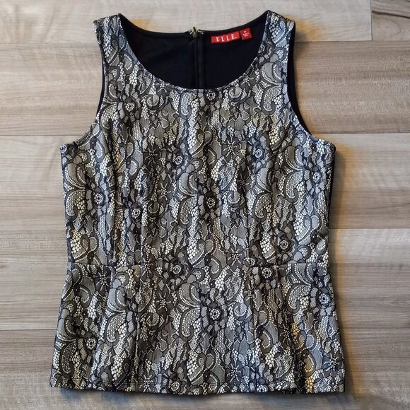 Elle Tops - Elle Floral Lace Sleeveless Blouse Size Medium